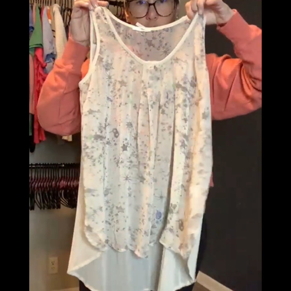 Blu Pepper White Sheer Blouse Small